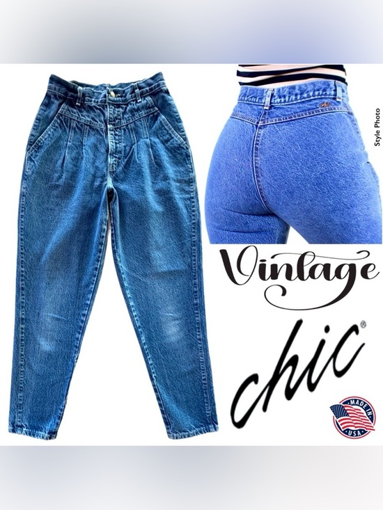 chic Denim - Chic Vintage Classic Pleated Tapered Leg Mom Jeans (11/12 ~W24)